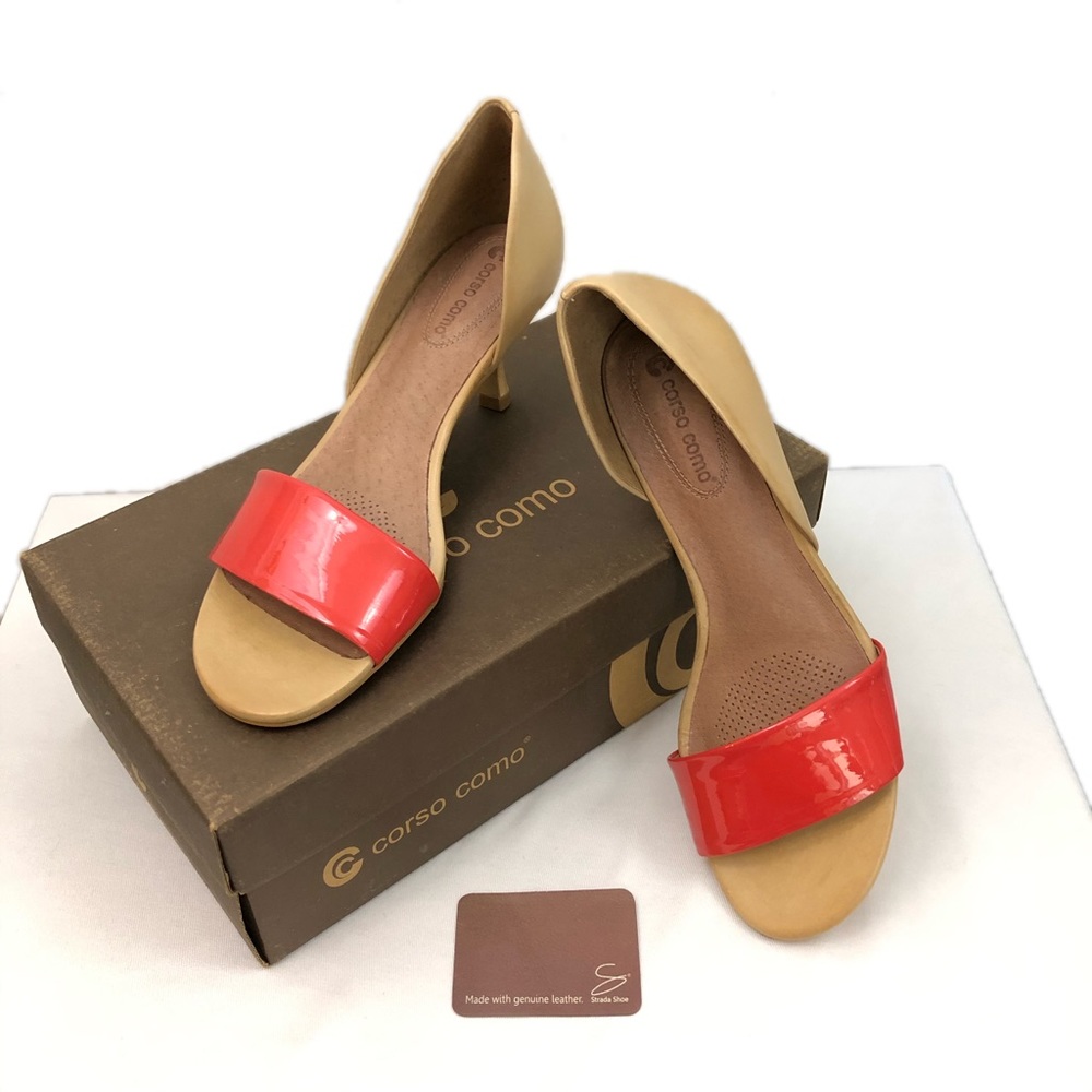 Corso Como Sandal Kitten Heel Coral NWT Cynthia Leather